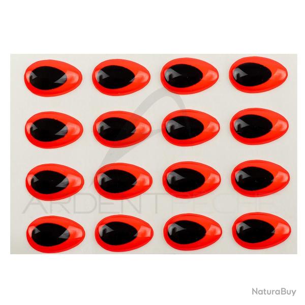 Yeux 3D Epoxy SYBAI Teardrop Eyes, Fluo Rouge 8 mm