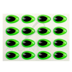 Yeux 3D Epoxy SYBAI Teardrop Eyes, Fluo Vert 12 mm