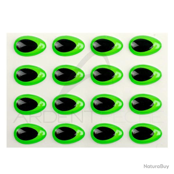 Yeux 3D Epoxy SYBAI Teardrop Eyes, Fluo Vert 9 mm