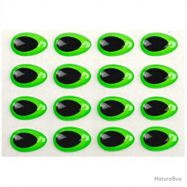 Yeux 3D Epoxy SYBAI Teardrop Eyes, Fluo Vert 9 mm