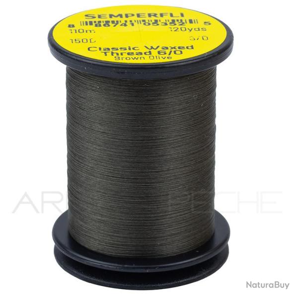 Fils de montage Semperfli Classic waxed thread 110 m 6/0 Brown olive