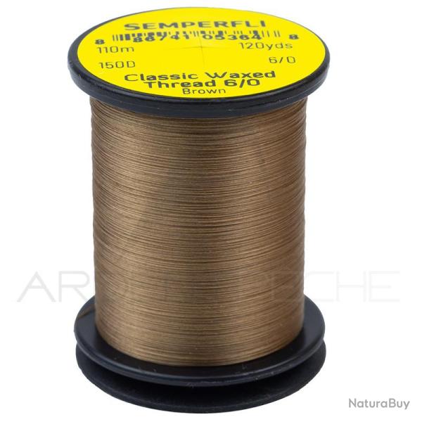 Fils de montage Semperfli Classic waxed thread 110 m 6/0 Marron