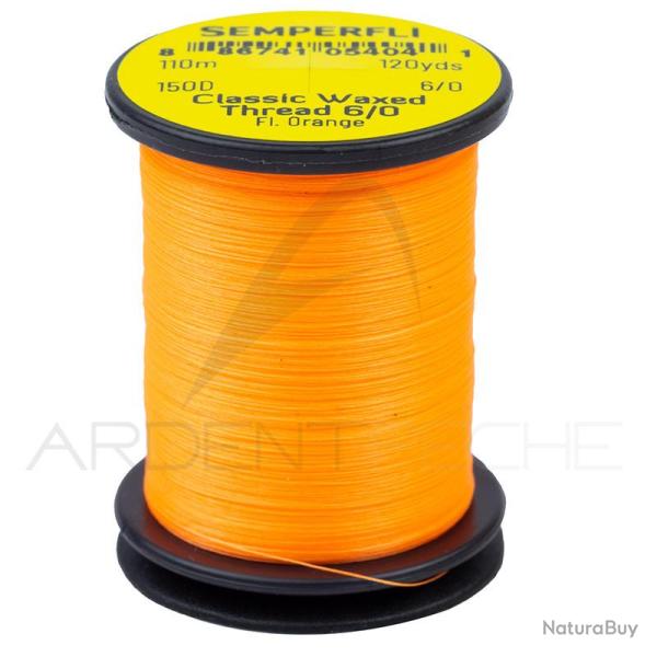 Fils de montage Semperfli Classic waxed thread 110 m 6/0 Fluo orange