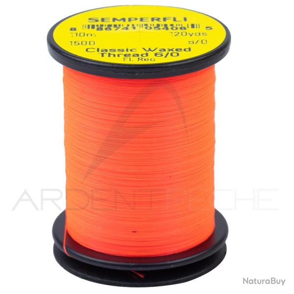 Fils de montage Semperfli Classic waxed thread 110 m 6/0 Fluo red