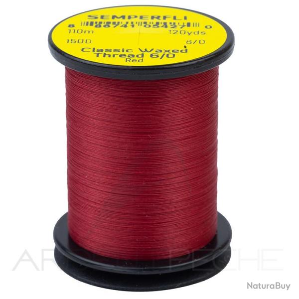 Fils de montage Semperfli Classic waxed thread 110 m 6/0 Rouge