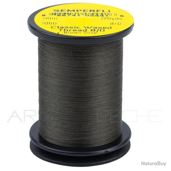 Fils de montage Semperfli Classic waxed thread 110 m 8/0 Brown olive