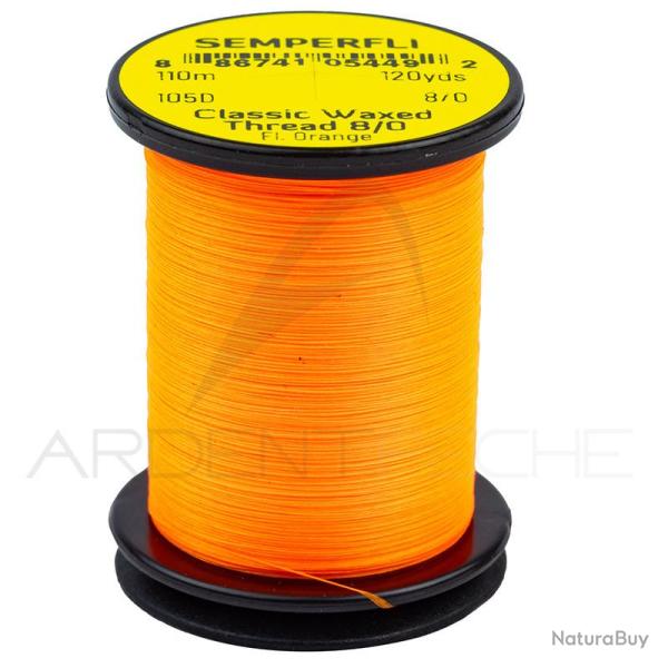 Fils de montage Semperfli Classic waxed thread 110 m 8/0 Fluo orange