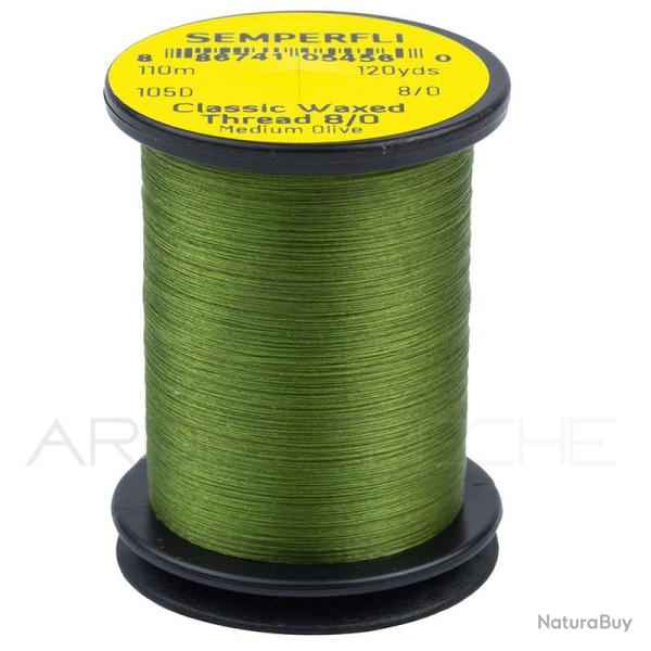 Fils de montage Semperfli Classic waxed thread 110 m 8/0 Medium olive