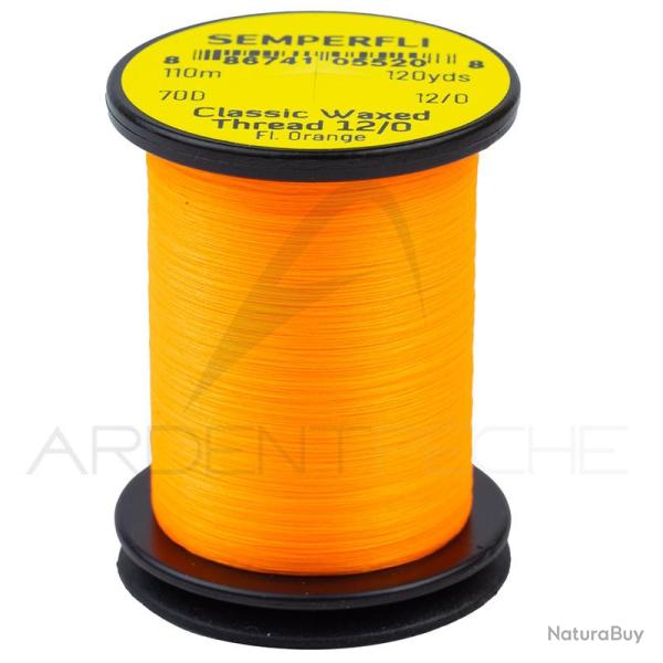 Fils de montage Semperfli Classic waxed thread 110 m 12/0 Fluo orange