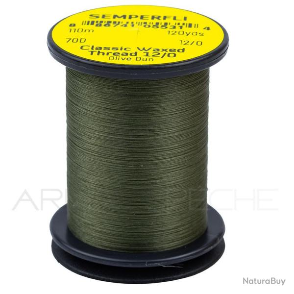 Fils de montage Semperfli Classic waxed thread 110 m 12/0 Olive dun