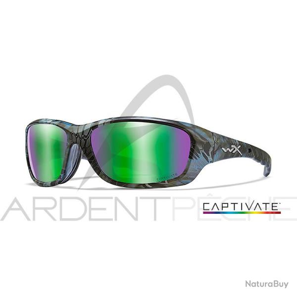 Lunettes polarisantes WILEY X Gravity captivate green mirror Kryptek neptune frame