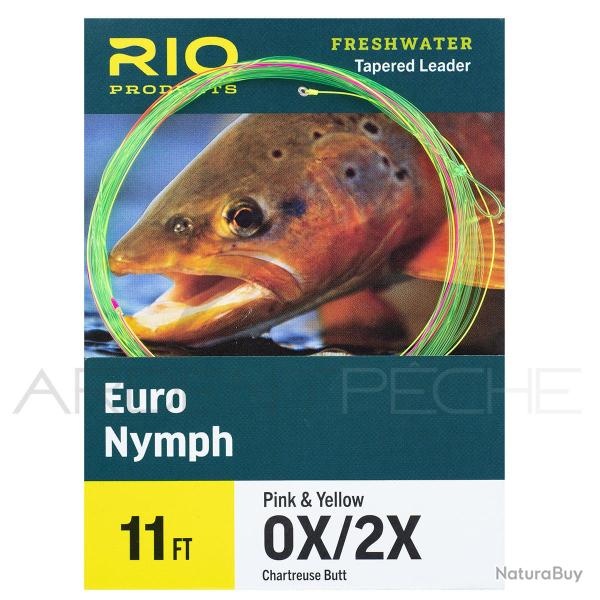 Bas de ligne RIO Euro Nymph 11' (3,40m) D�part chartreuse pointe rose/jaune