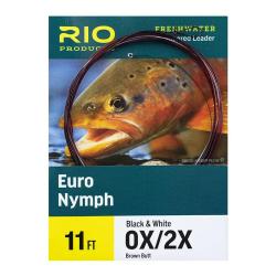Bas de ligne RIO Euro Nymph 11' (3,40m) D&eacute;part marron pointe noir/blanc