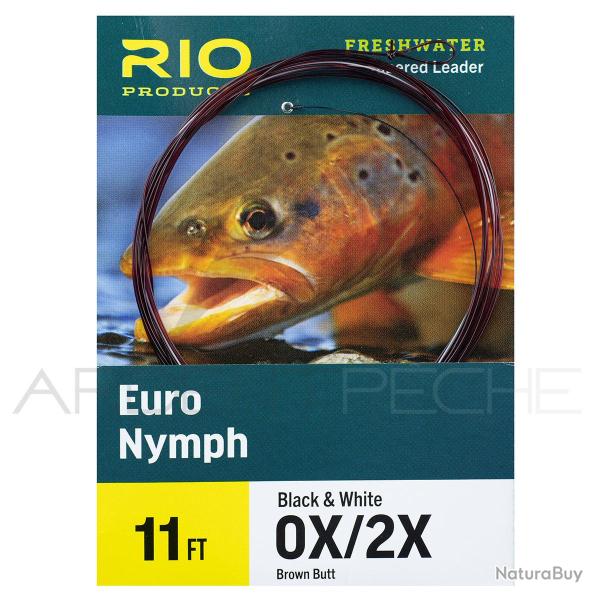 Bas de ligne RIO Euro Nymph 11' (3,40m) D�part marron pointe noir/blanc