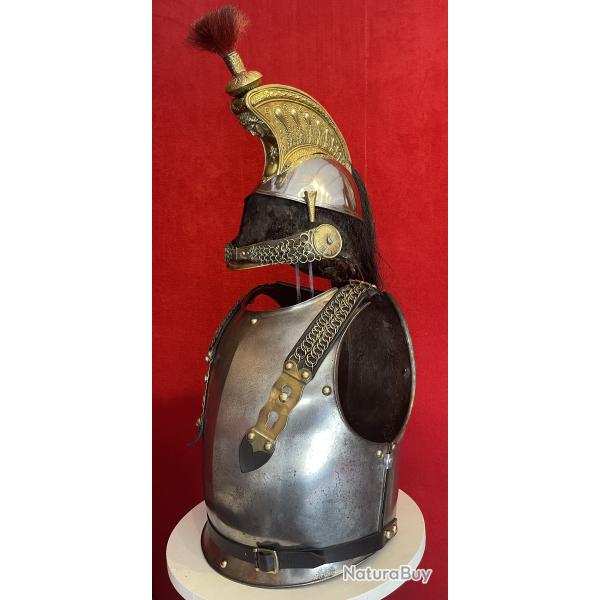 Casque et Cuirasse de Cuirassier Troupe, France Cavalerie Second Empire Napol�on 3 / Louis-Philippe