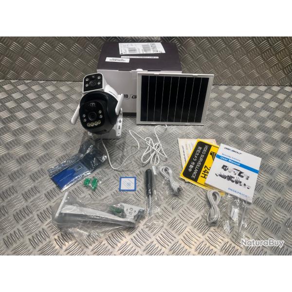 camera genbolt gb217h-4g 3g et 4G lte 2.5k surveillance double cam charge solaire 8W 15600mAh neuf
