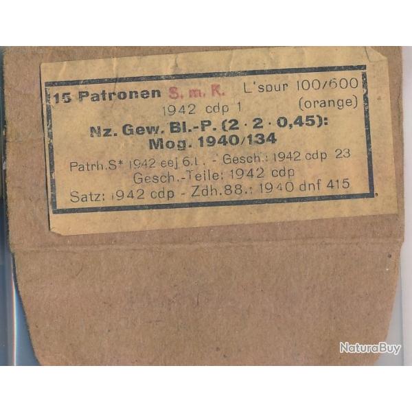 Etiquette originale seule 7,92x57 Allemagne ww2