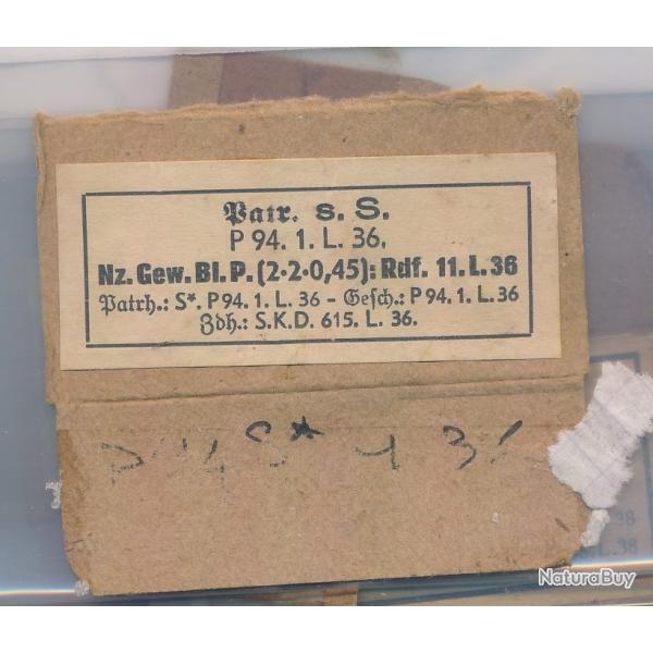 Etiquette originale seule 7,92x57 Allemagne ww2 15