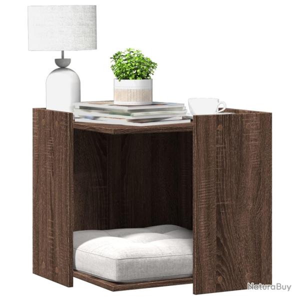 Meuble de bac � liti�re pour chat ch�ne marron bois ing�nierie