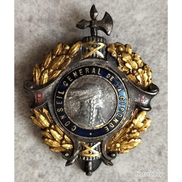 Insigne de fonction Conseil Municipal de la Gironde.