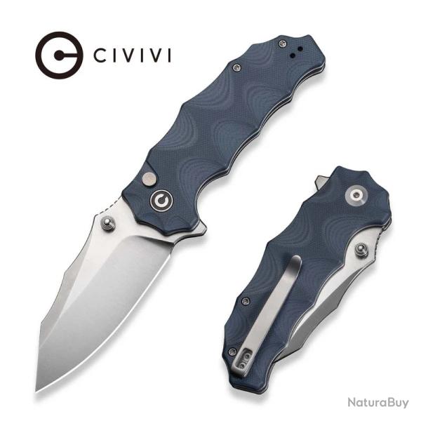 Couteau Civivi Natterjack Blue Lame Acier 14C28N Manche G10 Button Lock IKBS CIVC240282