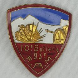 Insigne 10&egrave;me BDAC/93&egrave;me Artillerie de montagne anti char 39/40 forteresse WWII