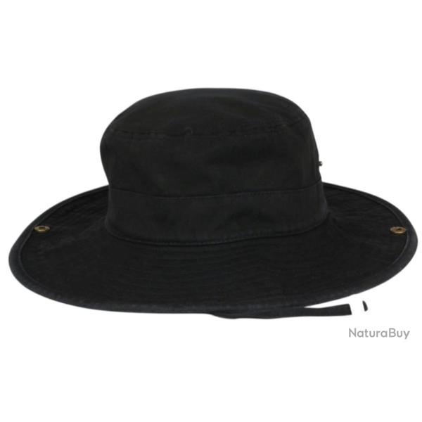 Bob Safari Noir Ficelle Homme Femme - Chapeau Bob Large Coton Denim Taille unique Noir