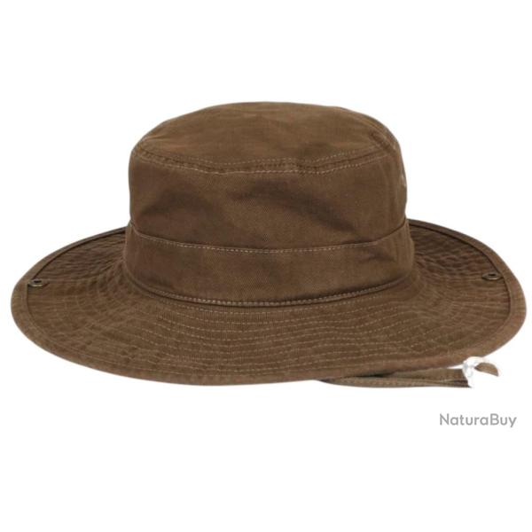 Bob Safari Marron Ficelle Homme Femme - Chapeau Bob Large Coton Denim Taille unique Marron