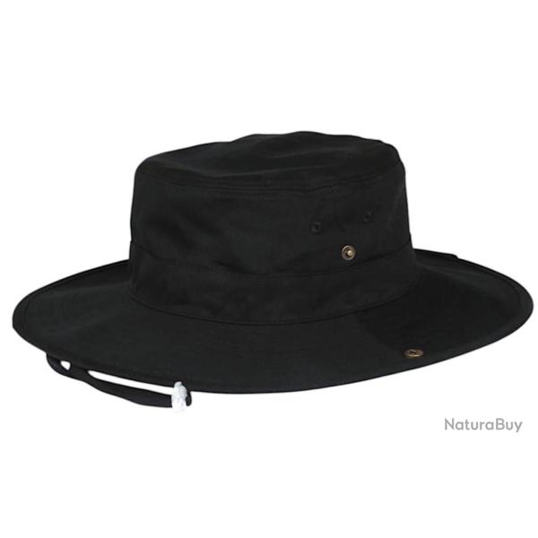 Grand Bob Safari Noir Ficelle Homme Femme - Chapeau Bob Large en Coton Taille unique Noir