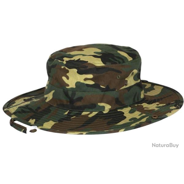 Grand Bob Camouflage Vert Large Homme Femme - Chapeau Bob Ficelle en Coton Taille unique Vert
