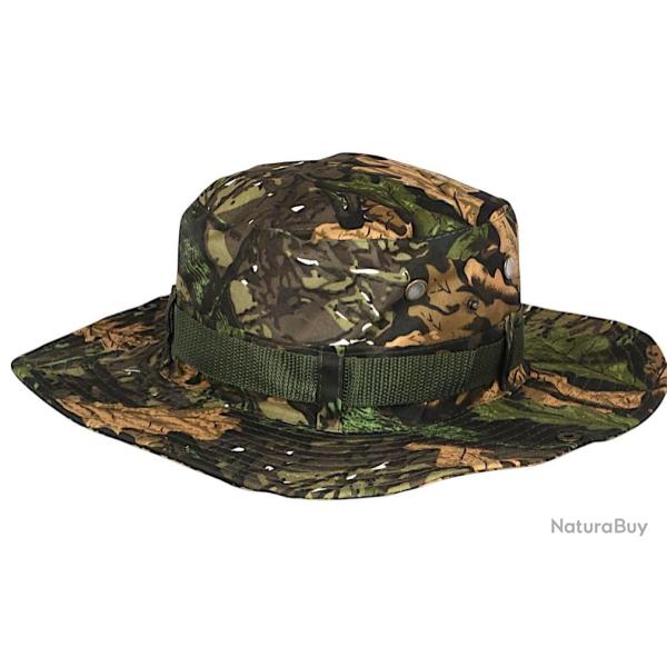 Chapeau Bob Chasse Vert et Marron Camouflage avec Ficelle de serrage Taille unique Vert
