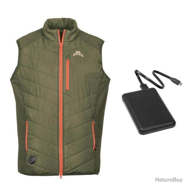 Gilet chauffant hybride kaki + batterie
