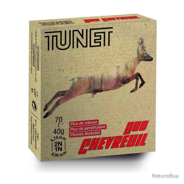 Cartouches Tunet Duo Chevreuil 40g BJ Plombs 1+2  Nickel� - Cal.12 x1 boite