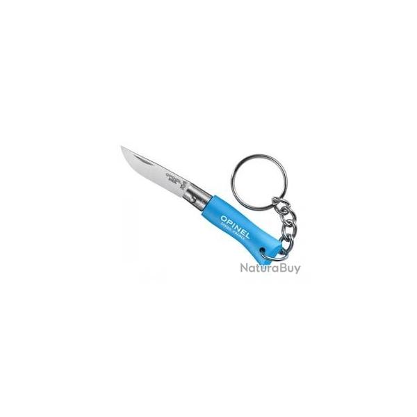 Sachet de 6 portes-cl�s OPINEL n� 2, lame inox, manche 4,5 cm charme lasur� bleu cyan