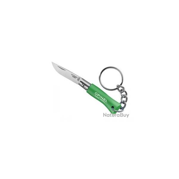 Sachet de 6 portes-cl�s OPINEL n� 2, lame inox, manche 4,5 cm charme lasur� vert prairie, virole fix