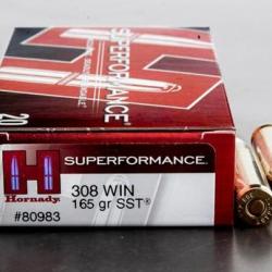 Cartouches HORNADY SUPERFORMANCE SST - Cal: 308 WIN - 165grs - x20