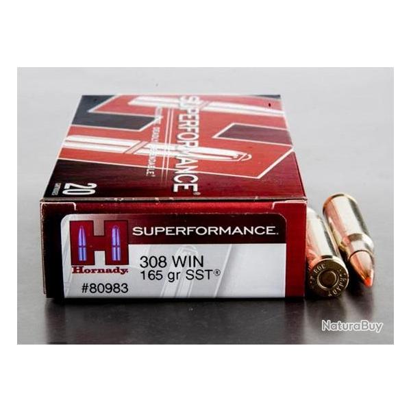Cartouches HORNADY SUPERFORMANCE SST - Cal: 308 WIN - 165grs - x20