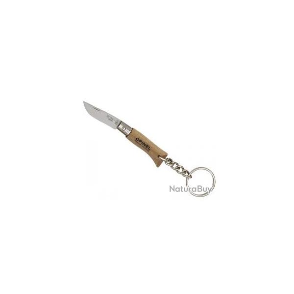 Sachet de 6 portes-cl�s OPINEL n� 2I, lame inox, manche 4,5 cm h�tre, virole fixe.