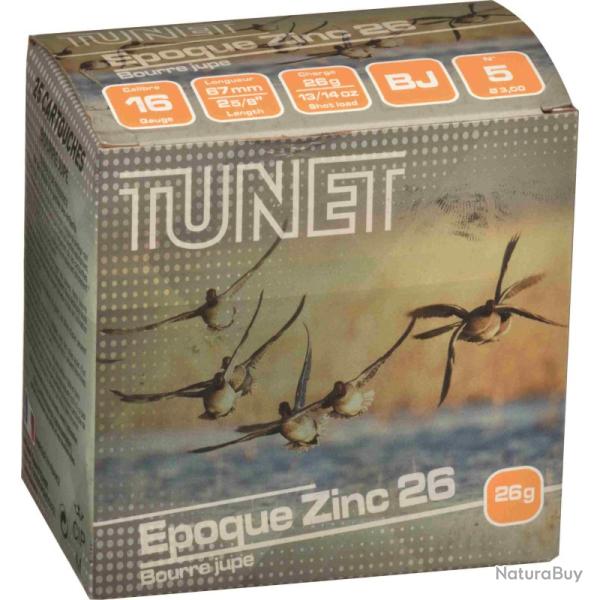 Cartouches Tunet Epoque Zinc 26g BJ Plomb n�5 - Cal.16 x1 boite