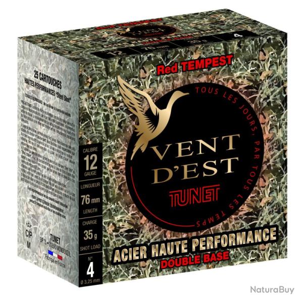 Cartouches Tunet Vent D'Est Red Tempest HP 35g BJ Acier - Cal.12 x10 boites