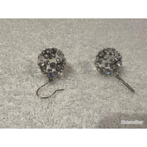 Boucles d oreilles cristaluna pinjata acrylique transparent avec swarovski cristal neuf 300 504 00
