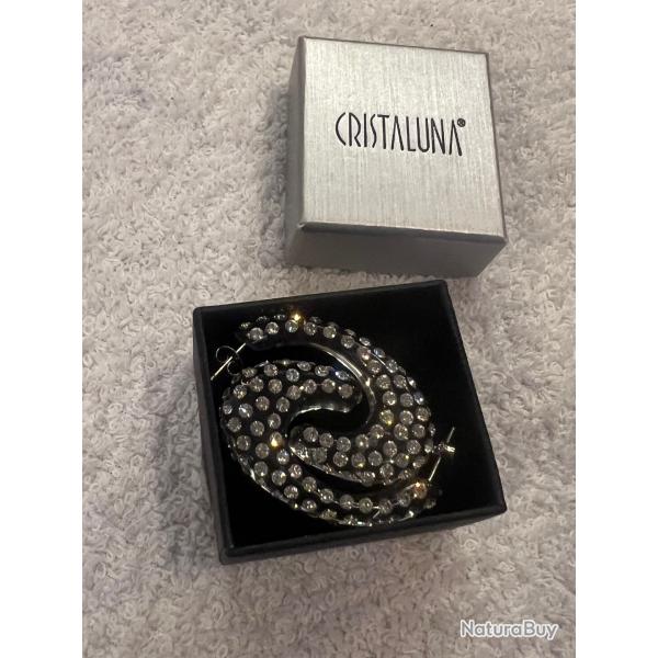 Boucles d oreilles cristaluna carmen acrylique transparent avec swarovski cristal neuf 300 315 00
