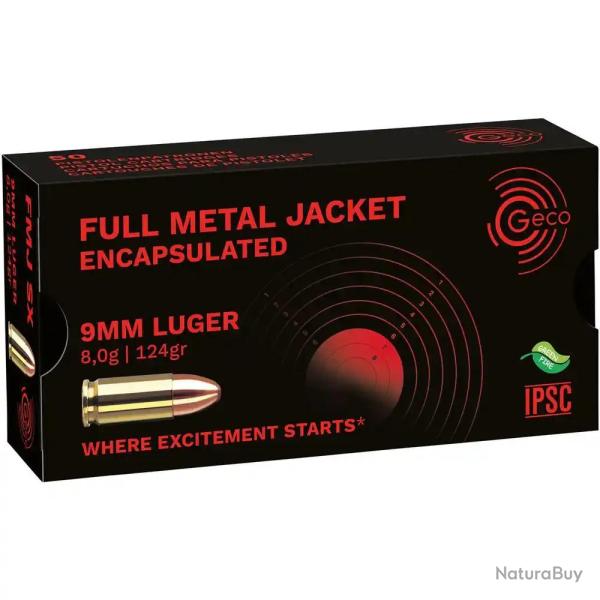 BOITE DE 50 MUNITIONS GECO CAL 9MM LUGER 124GR FMJ SINTOX SX