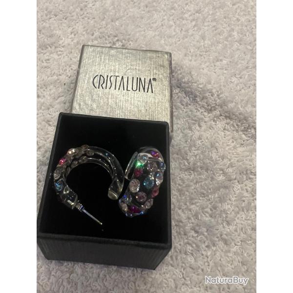 Boucles d oreilles cristaluna grace cristal acrylique transparent avec swarovski neuf 300 227 r9