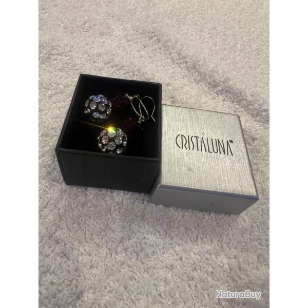 Boucles d oreilles cristaluna la perla acrylique transparent avec swarovski cristal neuf 301 503 u8