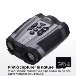 Jumelles Vision Nocturne Num&eacute;rique 4K UHD 58MP Zoom Infrarouge 300M Photo/Vid&eacute;o Chasse Camping 64G