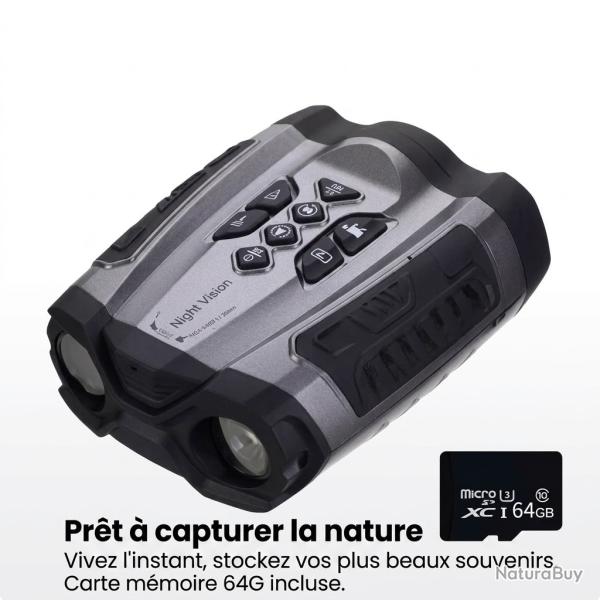 Jumelles Vision Nocturne Num�rique 4K UHD 58MP Zoom Infrarouge 300M Photo/Vid�o Chasse Camping 64G