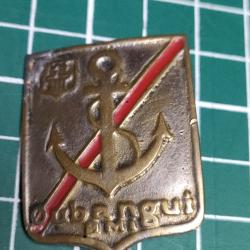 TRES RARE INSIGNE FABRICATION LOCALE OUBANGUI BM1, 1ERE DFL 39/45 WW2 BATAILLON