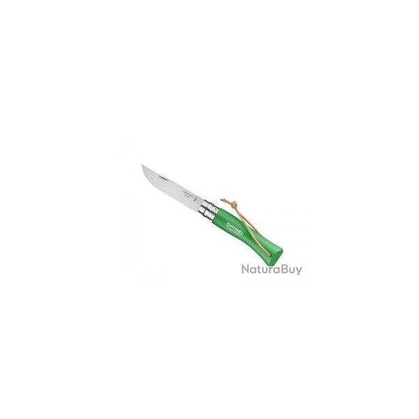 Couteau OPINEL COLORAMA n� 7 VRI, lame inox, manche 10 cm charme lasur� vert prairie