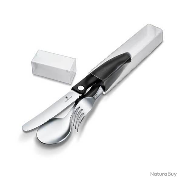 6.7193.3F Set 3 couverts pliants Victorinox Swissclassic noir